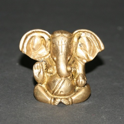 Ganesha zittend, messing 4cm